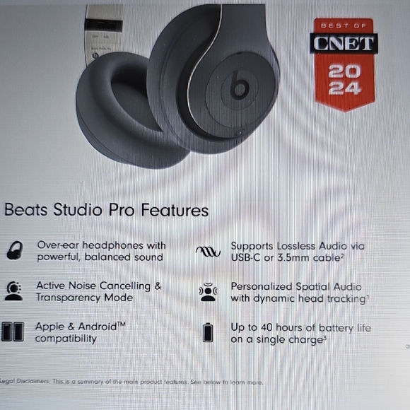Beats Studio Pro Wireless Over Ear 40 Hour Battery Life Noise Cancelling New - Picture 3 of 11